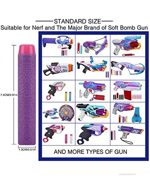 PeleusTech Refill Bullets 100Pcs Dart Refills for Nerf Rebelle Dart Fire Blaster Purple