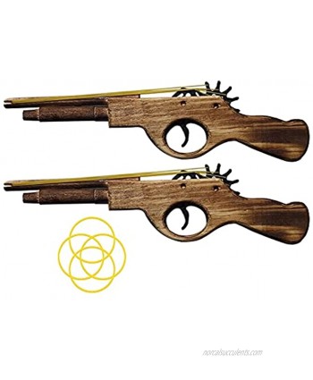 Z-ONE Pack of 2 Wood Rubber Band Gun with 80 Rubber Bands Easy Load 6 Rubber Bands Shooter Kids Cowboy Classic Antique Gift Length 12.2 inches