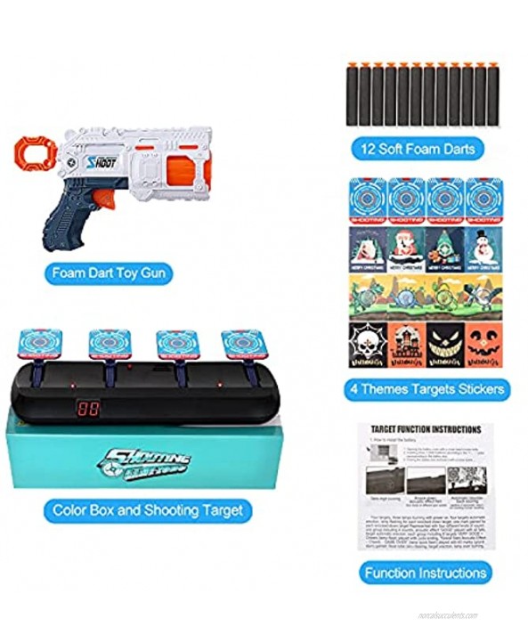 Digital Shooting Targets with Foam Dart Toy Shooting Blaster 4 Targets Auto Reset Electronic Scoring Shooting Toys for Age of 5+ Years Old Kids Boys Girls