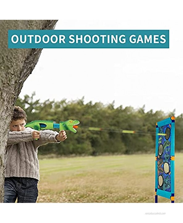 Dinosaur Shooting Games Toys for 4 5 6 7 8+ Year Old Boys Girls Kids Gift 2 Popper Air Toy with Standing Target 40 Foam Balls&Bullets Indoor Outdoor Games for Kids with Lights Sounds