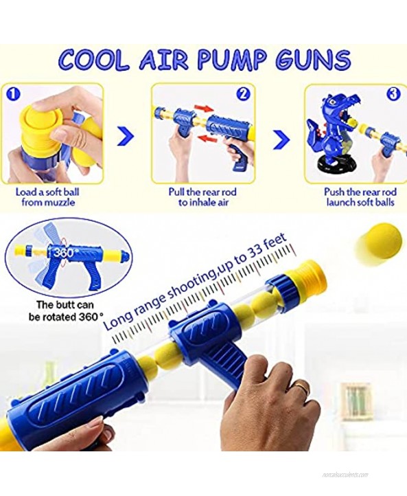 Dinosaur Toys for Boys,Target Shooting Games with 2 Air Pump Guns and 48 Soft Foam Balls,Multiplayer Shooting Practice Toys Set with Electronic Scoring ,Party Toys Ideal Gift for Girls Age 5+ Blue