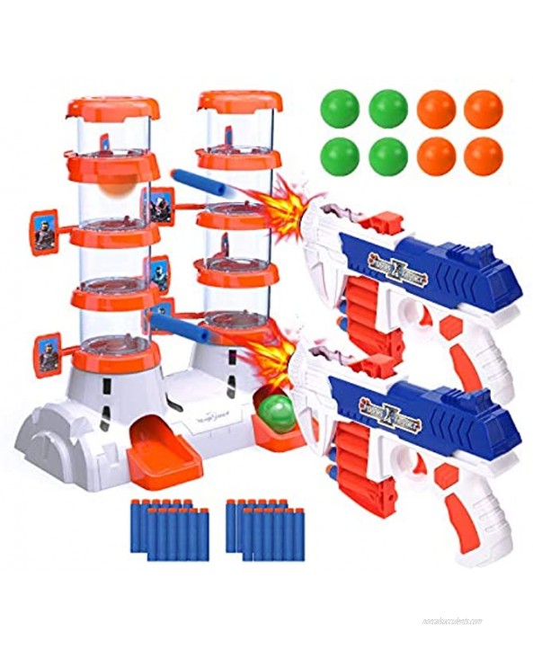EagleStone Shooting Targets for Shooting Games 2021 Newest Double Barrel Target for Nerf with 2 Shooting Blaster Guns 24 Foam Darts & 8 Balls Kids 6 7 8 9 10+ Shooting Practice for Nerf Toys