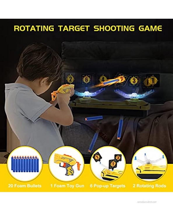 JELOSO Digital Shooting Games Rotating Targets for Age of 6 7 8 9 10 11 12+ Kid Boys Girls Indoor Outdoor Practice Toys Gifts with 1 Foam Dart Toy Gun & 20 Foam Darts for Nerf Toys Blaster