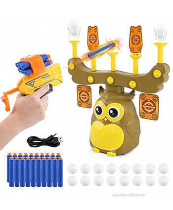 JELOSO Floating Shooting Targets Owl Hover Balls Shoot Practice Games Toys Gifts for 6+ Year Old Kids Boys Girls for Nerf Guns Toys with Foam Darts Guns & Bullets Clip,7 Targets,16 Floating Balls