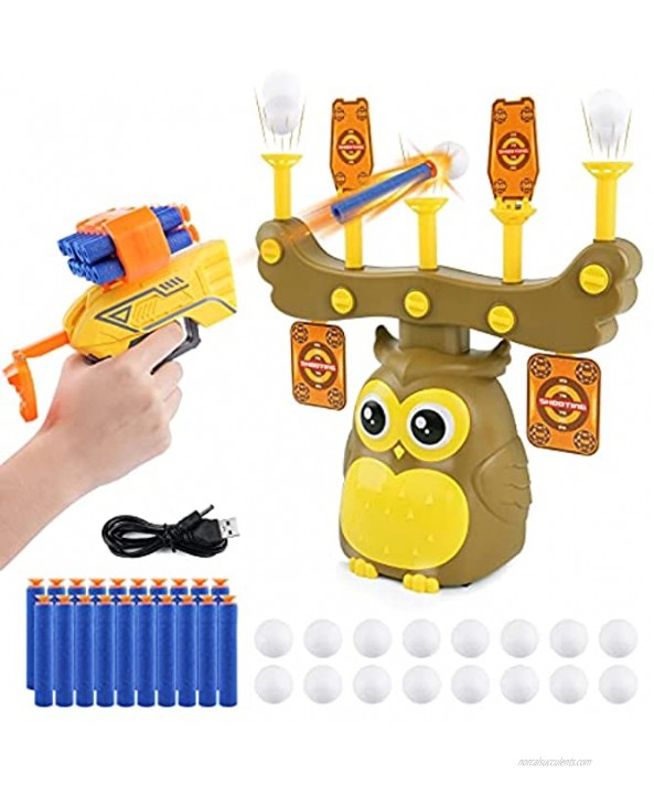 JELOSO Floating Shooting Targets Owl Hover Balls Shoot Practice Games Toys Gifts for 6+ Year Old Kids Boys Girls for Nerf Guns Toys with Foam Darts Guns & Bullets Clip,7 Targets,16 Floating Balls