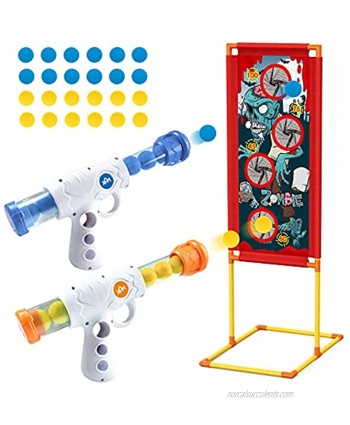 JELOSO Shooting Game Toy for 5 6 7 8 9 10+ Years Old Boys Girls Kids 2PK Popper Air Guns with 24 Foam Balls Halloween Zombie Shooting Targets Practice Indoor Outdoor Games Compatible with Nerf Guns