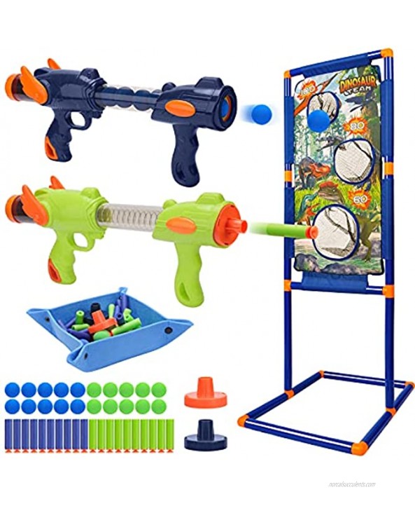LETBEFUNA Shooting Game Toy for Boys Age 6 7 8 9 10+ Years Old Kids 2 Foam Ball Popper Air Guns with Standing Shooting Target Gun Toy for Kids 20 Foam Balls&20 Foam Darts Dinosaur Theme Ideal Gift