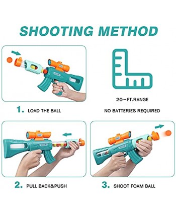 Moving Shooting Games Toy for Age 5 6 7 8 9 10+ Years Old Boys,2pk Foam Ball Popper Air Guns &24 Foam Balls &A Dinosaur-Themed Shooting Target,Indoor Activity Games Gift for Kids-Suitable for NERF GUN