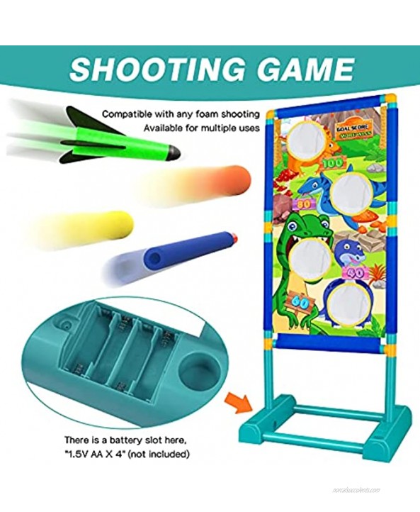 Moving Shooting Games Toy for Age 5 6 7 8 9 10+ Years Old Boys,2pk Foam Ball Popper Air Guns &24 Foam Balls &A Dinosaur-Themed Shooting Target,Indoor Activity Games Gift for Kids-Suitable for NERF GUN
