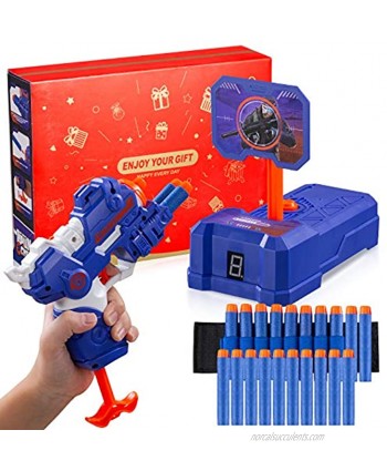 PlayFleur Foam Blasters Gun and Electronic Shooting Target Scoring Toys Set with 20 Refill Darts & 1 Hand Wrist Band for Nerf Guns Toys Ideal Gift Toy for 5,6,7,8,9,10+ Years Old Kids Boys & Girls
