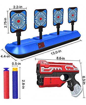 POKOBOY 2 Pack Blaster Guns Boys Toy-with Electronic Shooting Target& 80 Soft Foam Darts Bullets Compatible with Nerf Guns Electronic Scoring Auto Reset 4 Targets