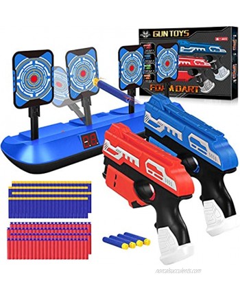 POKOBOY 2 Pack Blaster Guns Boys Toy-with Electronic Shooting Target& 80 Soft Foam Darts Bullets Compatible with Nerf Guns Electronic Scoring Auto Reset 4 Targets