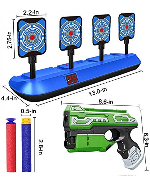 POKONBOY 2 Pack Blaster Toy Guns and Digital Shooting Target Fit for Nerf Guns 4 Targets Auto Reset Electronic Scoring Toys Foam Dart Guns with 80 Refill Bullets for 6+ Year Old Boys Kids