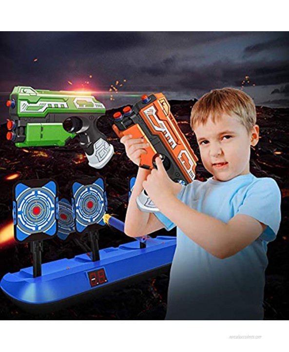 POKONBOY 2 Pack Blaster Toy Guns and Digital Shooting Target Fit for Nerf Guns 4 Targets Auto Reset Electronic Scoring Toys Foam Dart Guns with 80 Refill Bullets for 6+ Year Old Boys Kids