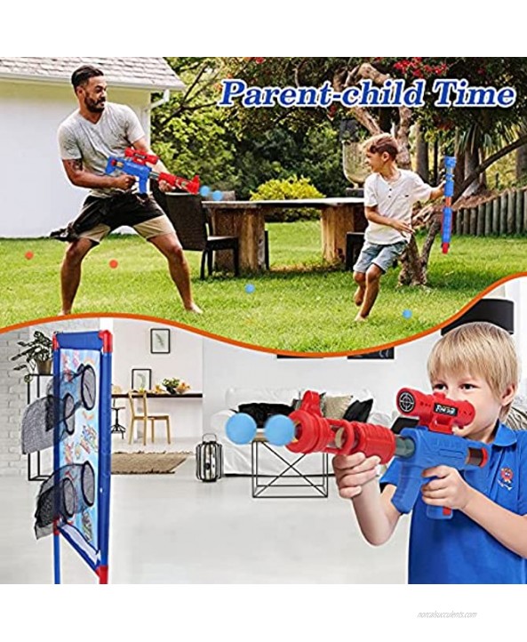 SHARKlala Shooting Game Toy for Age 5 6 7 8,9,10 Years Old Kids 2pk Foam Ball Popper Air Guns with Standing Shooting Target,24 Foam Balls,Indoor Outdoor Activity Game for Kids,Ideal Gift
