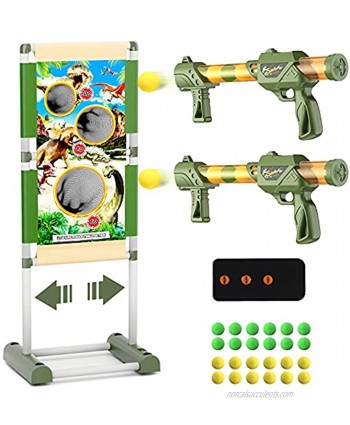 Shooting Game Toy for 5 6 7 8 9 10+ Years Old Boys,Rechargeable Moving Shooting Target Toys with 2pk Foam Ball Popper Air Guns & 24 Foam Balls Ideal Gift Compatible with Nerf Toy Guns
