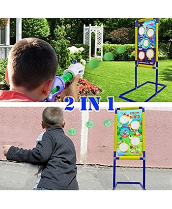 Shooting Game Toy for kids 2 in 1 Foam Ball Popper Toy Gun for Boys Shooting Target 24 Foam Balls & 6 Sticky Balls Birthday Toys Gift Age 4 5 6 7 8 9 10+ Year Old Compatible with Nerf Toy Guns
