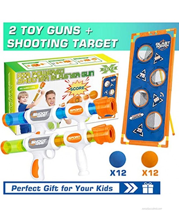 X TOYZ Shooting Game Toy for Kids Boy Toys Gift for Age 5 6 7 8 9 10+ Years Old Kids Air Blaster Toy Guns & 2 Player & 24 Foam Popper Balls & Shooting Target Compatible with Nerf Toys