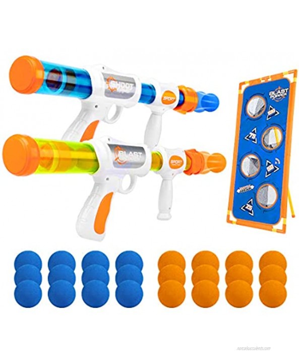 X TOYZ Shooting Game Toy for Kids Boy Toys Gift for Age 5 6 7 8 9 10+ Years Old Kids Air Blaster Toy Guns & 2 Player & 24 Foam Popper Balls & Shooting Target Compatible with Nerf Toys
