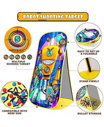 YEEBAY Shooting Game Toy for Age 5 6 7 8 9 10+ Years Old Kids Boys 2pk Foam Bullets Toy Guns & Robot Shooting Target for Indoor Outdoor Play Ideal Birthday Compatible with Nerf Toy Guns
