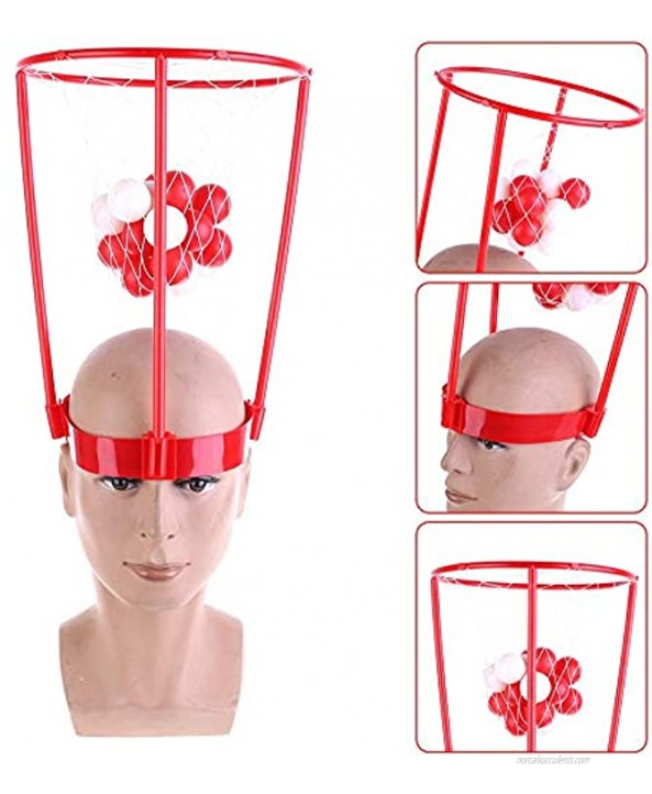 2 Pack Head Hoop Basketball Party Game for Kids and Adults Carnival Game Adjustable Basket Net Headband with 20 Balls for Carnival Party Birthday Party Family Indoor Outdoor Game