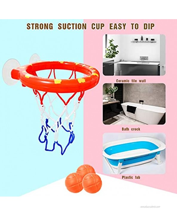 4Pcs Bath Toys for Kids,Bathtub Basketball Hoop & Balls Set,Included 3Hard Balls 1Suctions Cups Basketball Hoop Office Balls Playset for Boys Girls Kids Toddlers Bathroom Game Indoor Outdoor Use