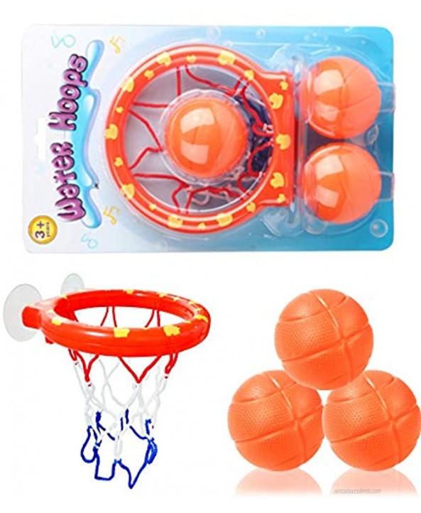 4Pcs Bath Toys for Kids,Bathtub Basketball Hoop & Balls Set,Included 3Hard Balls 1Suctions Cups Basketball Hoop Office Balls Playset for Boys Girls Kids Toddlers Bathroom Game Indoor Outdoor Use