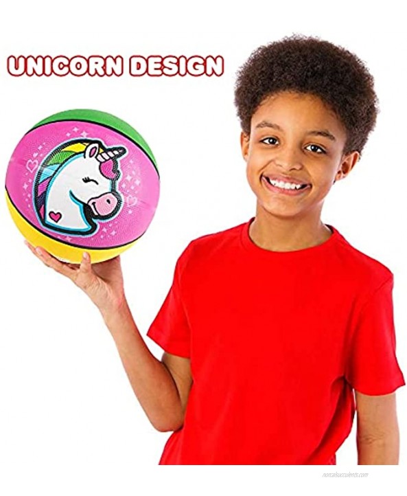 ArtCreativity Rainbow Unicorn Basketball for Kids Bouncy Rubber Kick Ball for Backyard Park & Beach Outdoor Fun Beautiful Rainbow Colors Durable Outside Toys for Boys & Girls Sold Deflated