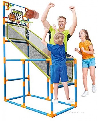 Basketball Hoop Play Set Arcade Shot Game Indoor Outdoor Sports Shooting System with Mini Hoop Inflatable Ball and Pump. for 3,4,5,6 and up Kids Play Indoor and Outdoor