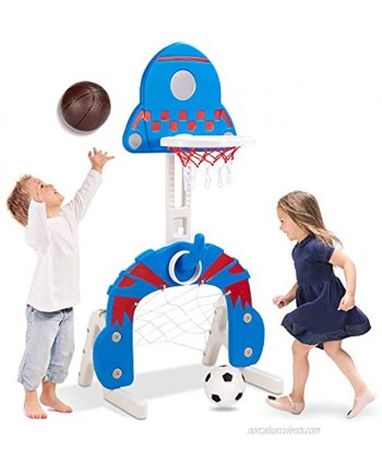 Best Choice Products 3-in-1 Toddler Basketball Hoop Sports Activity Center Grow with Me Indoor Outdoor Adjustable Play Set for Game Room Kids Children w  Soccer Goal Ring Toss