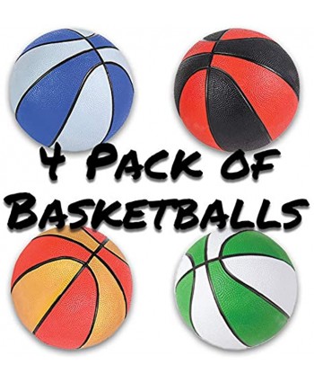 Edgewood Toys 7” Assorted Colors Mini Basketballs – Kids Basketball Ball for Indoor & Outdoor Use – Small Basketball Great for Beginners – Pack of 4 Assorted Colors