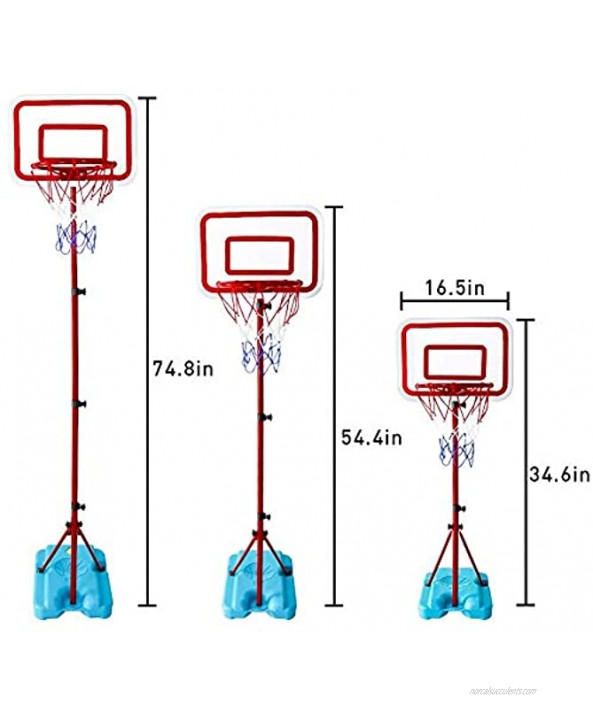 Fajiabao Kids Basketball Hoop Yard Games Toys Adjustable Height 2.85 to 6.23 ft with Stand Indoor Outdoor Kids Toys Backyard Mini Hoops Basketball Goals Shooting for Boys Girls Ages 3 4 5 6 7 8