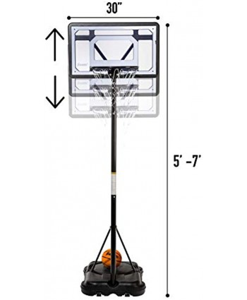 Franklin Sports Youth Basketball Hoop Indoor + Outdoor Portable Kids Basketball Hoop Adjustable Height 5' to 7' Mini Driveway Hoop 30" Backboard