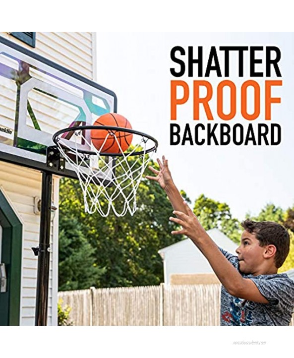 Franklin Sports Youth Basketball Hoop Indoor + Outdoor Portable Kids Basketball Hoop Adjustable Height 5' to 7' Mini Driveway Hoop 30 Backboard
