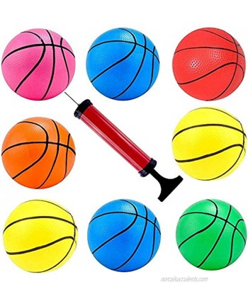 Hercugifts 6.3 Inches Toy Basketballs 8 Balls Assortment with Pump Coloful Kids Mini Toy Rubber Basketball for Kids Teenager Basketballs Indoor and Ourdoor