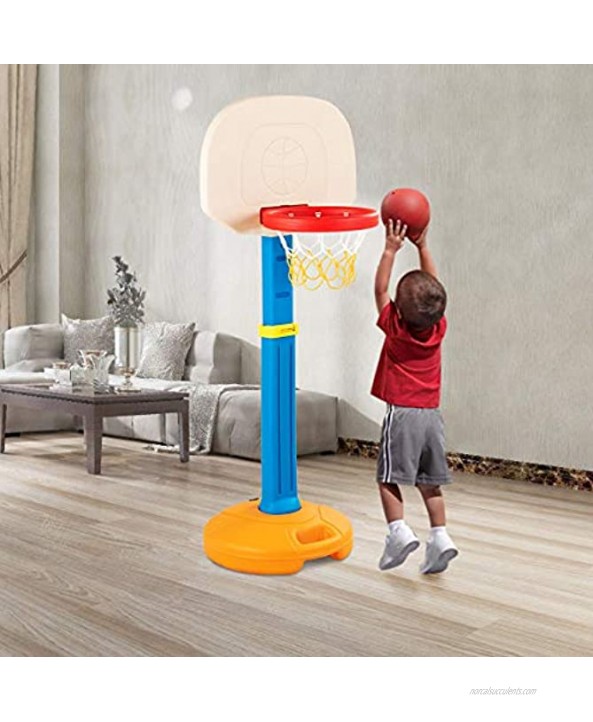 HOMGX Kids Basketball Stand Easy Score Basketball Set with Adjustable Height Indoor Outdoor Sports Basketball Stand with Hoop Backboard and Base Fun Toys for Kids Aged 2-8