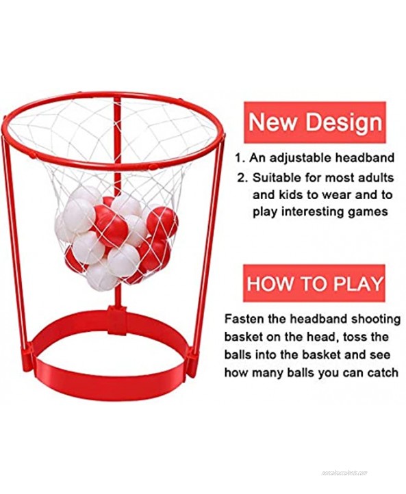 Hooqict 3pcs Head Hoop Basketball Party Game with 30 Ball Adjustable Headband Hoop Game for Kids Birthday Christmas Carnival Party Office Home Indoor Outdoor Game