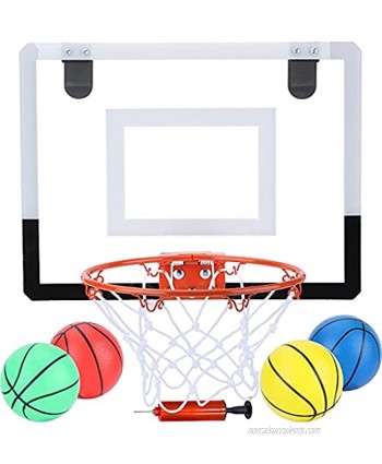 Indoor Mini Basketball Hoop for Kids and Adult 16 X 12 Inch Board Family Games for Home and Office Door Wall Mount Includes 4 Basketballs and Hand Pump with 1 Inflation Needle