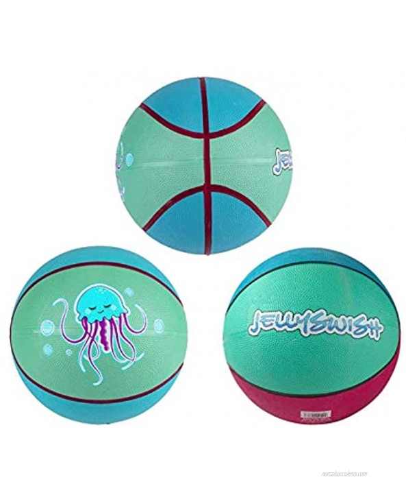 Kicko Jellyfish Basketball 9.5 Inch Regular-Sized Multi-Color Ball with Jelly Fish Print Perfect for Fun Outdoor Play Sports Events Family Gatherings School Activities for Kids and Adults
