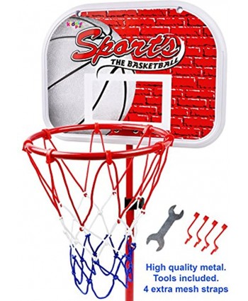 Kiddie Play Basketball Hoop for Kids Toy Set Adjustable Height Stand Up to 4 ft