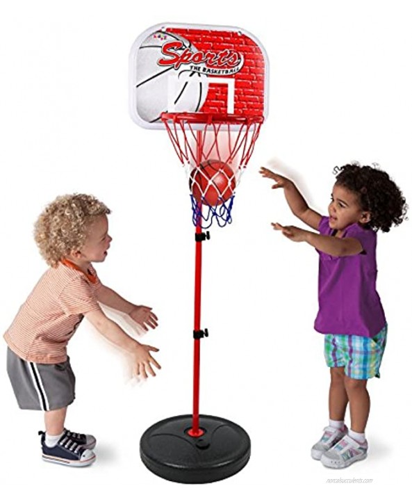 Kiddie Play Basketball Hoop for Kids Toy Set Adjustable Height Stand Up to 4 ft