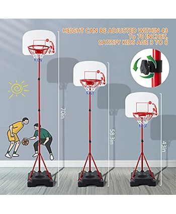 Kids Basketball Hoop Stand Adjustable Height 3.2 ft -5.9 ft Indoor Basketball Hoop with Stickers Outdoor Toys Outside Yard Backyard Games Mini Hoop Basketball Goal Gifts for 3 4 5 6 7 8 Years Old