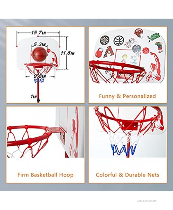 Kids Basketball Hoop Stand Adjustable Height 3.2 ft -5.9 ft Indoor Basketball Hoop with Stickers Outdoor Toys Outside Yard Backyard Games Mini Hoop Basketball Goal Gifts for 3 4 5 6 7 8 Years Old