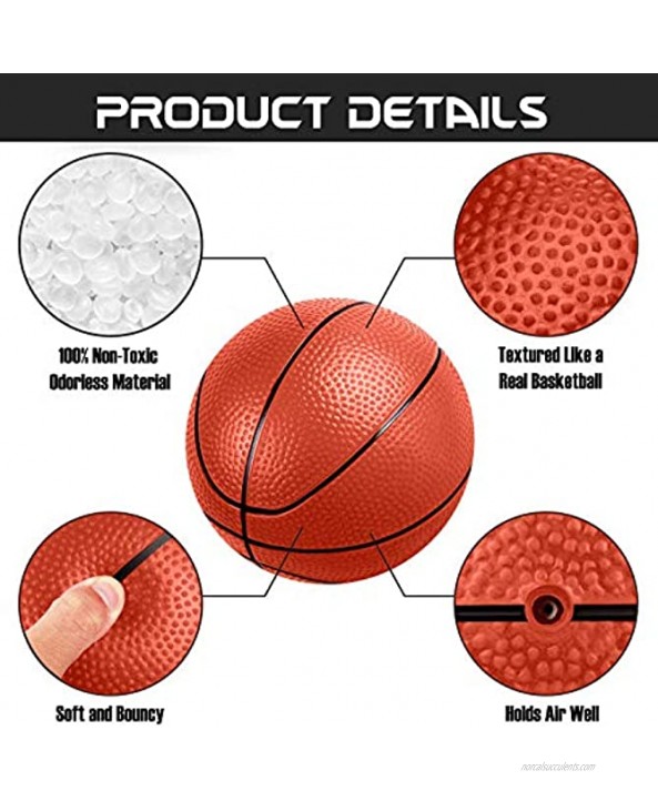 Liberty Imports 4 PCS Inflatable Mini Basketball Toy Replacement Rubber Balls with Pump and Needle for Indoor Toy Miniature Hoop or Sports Training 8 Inch