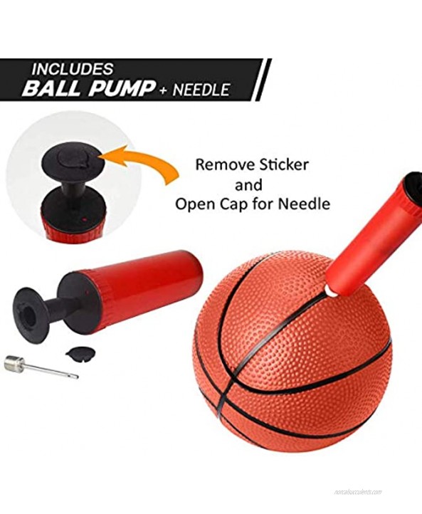 Liberty Imports 4 PCS Inflatable Mini Basketball Toy Replacement Rubber Balls with Pump and Needle for Indoor Toy Miniature Hoop or Sports Training Mixed
