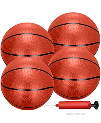 Liberty Imports 4 PCS Inflatable Mini Basketball Toy Replacement Rubber Balls with Pump and Needle for Indoor Toy Miniature Hoop or Sports Training 8 Inch
