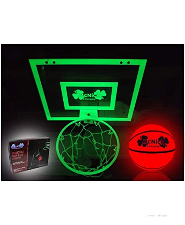 MCNICK & COMPANY Glow in The Dark Door Basketball Hoop for Kids Indoor Kids Mini Basketball Hoop & Ball with Pump Included