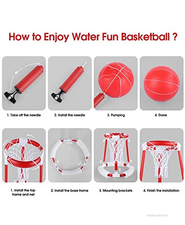 Newtion Pool Toys Pool Basketball Set for Kids Floating Water Basketball Game for Swimming Pool Inflatable Basketball Pool Game for Kids Adults 3 Balls with a Net and Pump Included
