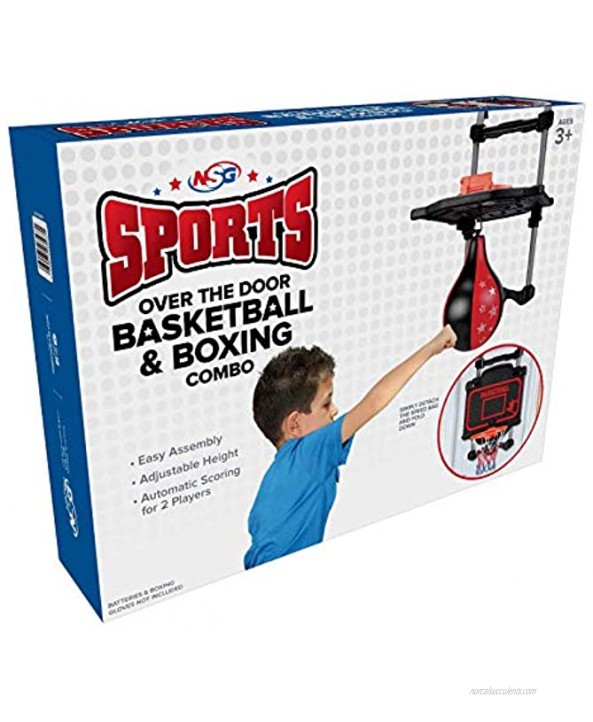 NSG Over The Door Basketball Hoop and Boxing Speedbag Combo Set