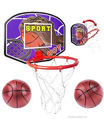 Over Door Basketball Hoop Foldable Mini Indoor Basketball Goal with 2 Balls Wooden Backboard Rim Net Sport Activities Gift Toys for Toddlers Kids Boys Girls Child Teen Age 3 4 5 6 7 8 Years Old